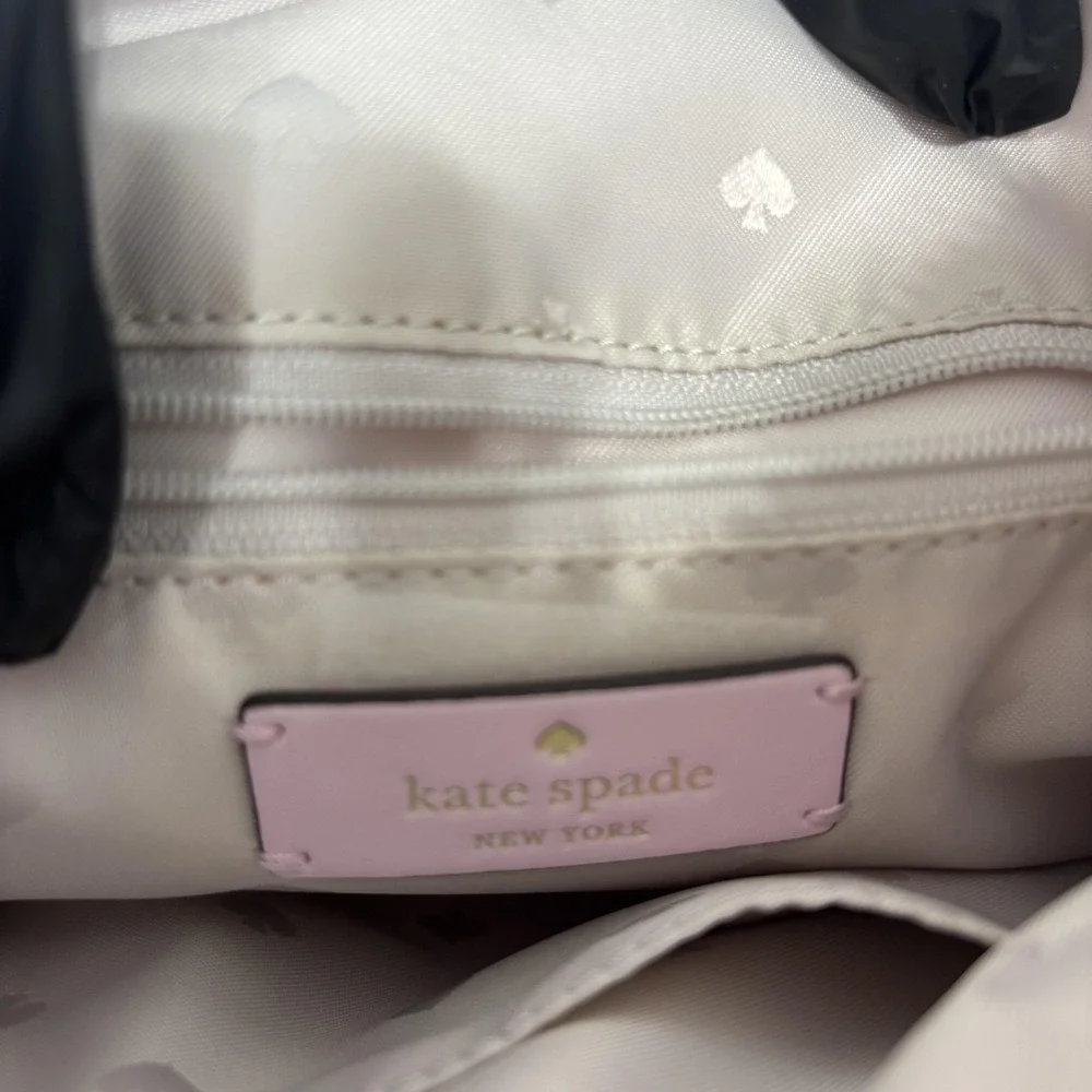 Kate Spade Crossbody Bag Womens Medium Pink Nylon Leather Zip Pocket Adjustable